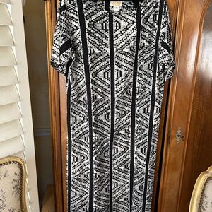 Noa Noa Black & White Geometric linen Caftan-SZ M